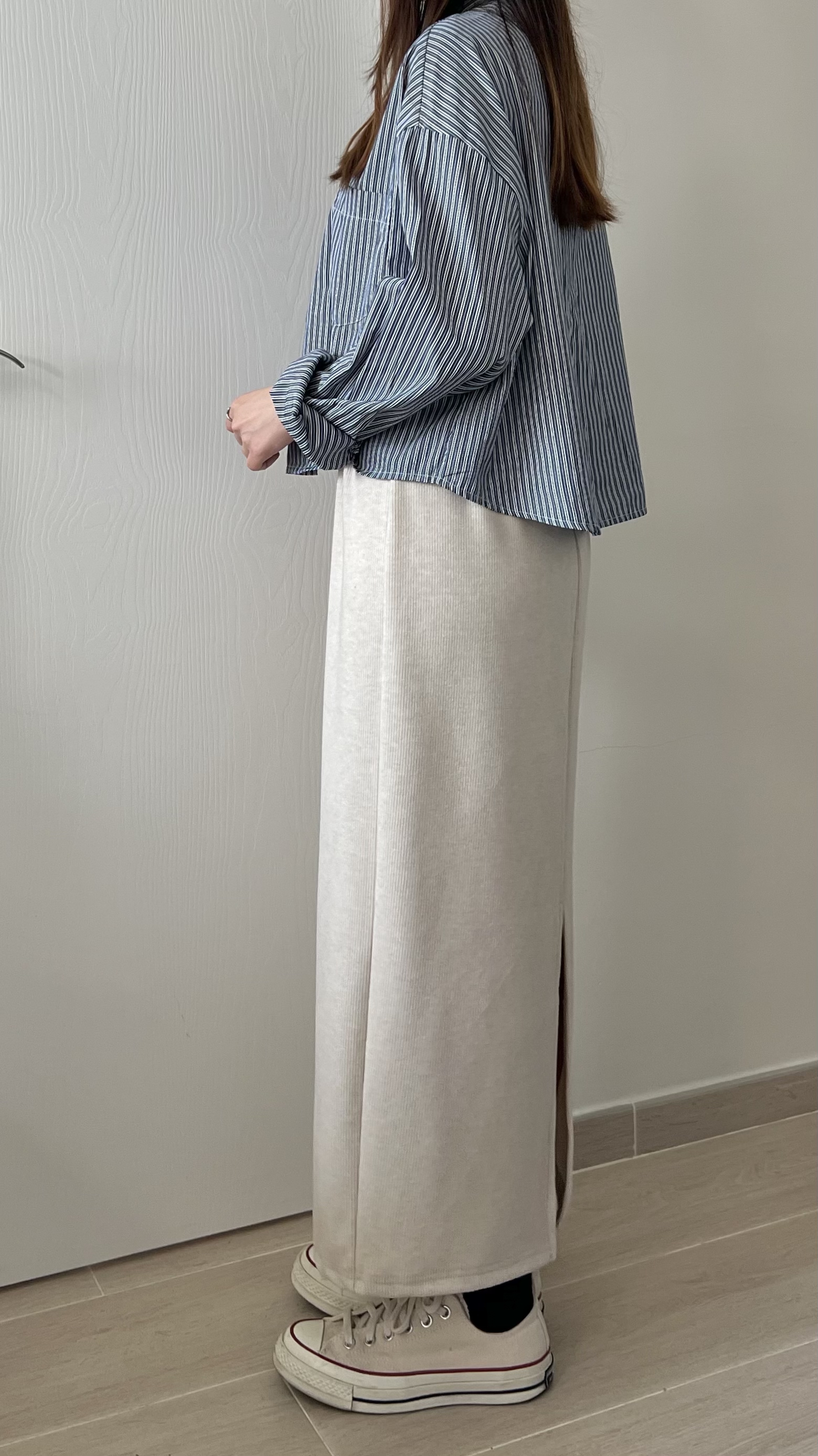 親膚軟熟細坑紋長裙 