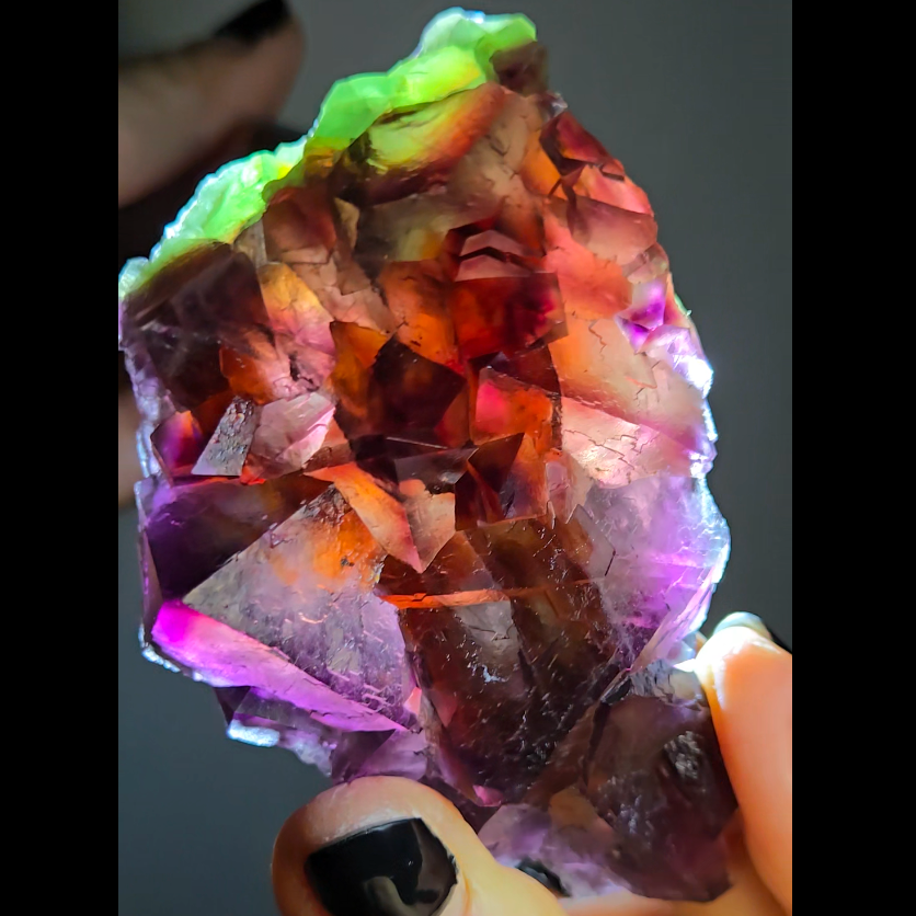 Red phantom octahedral fluorite from China - FL284