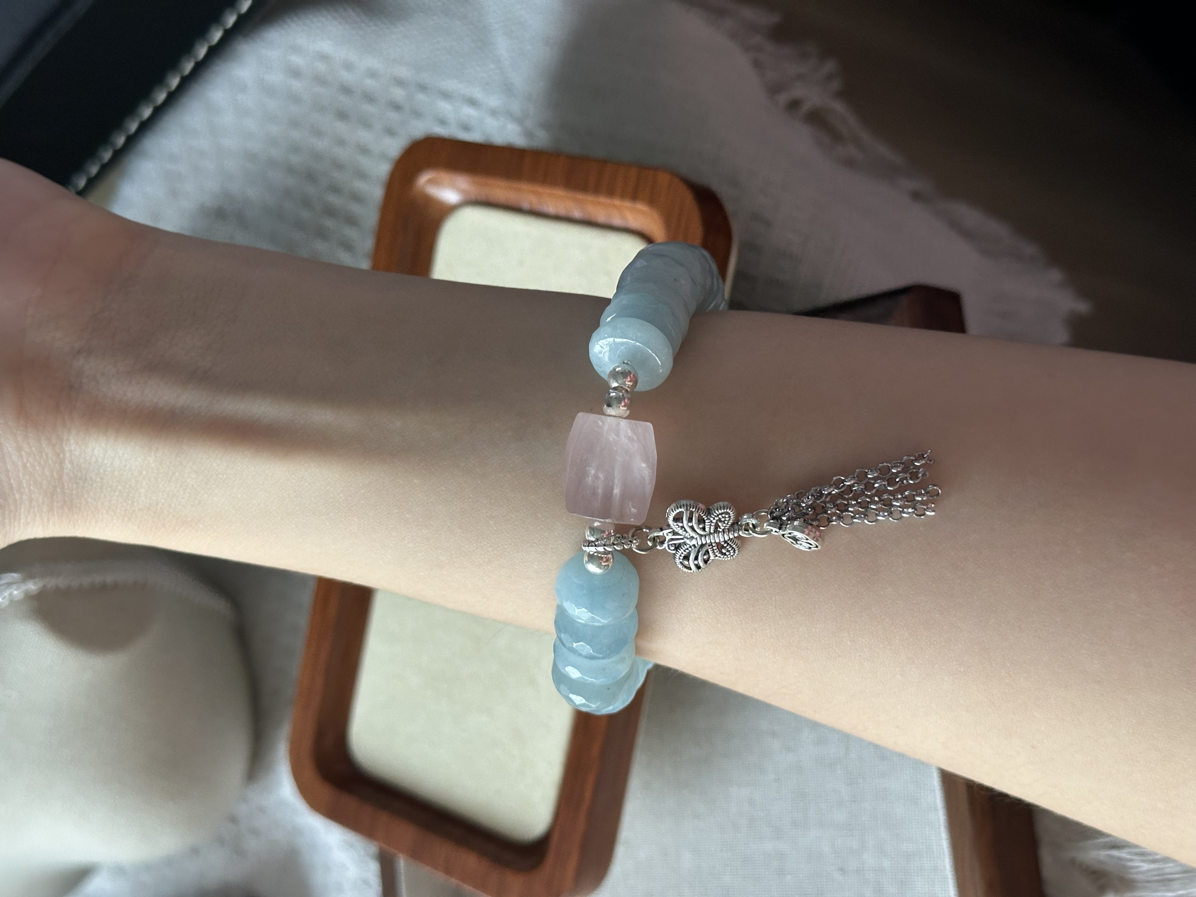 海蓝宝算盘珠粉晶 ｜ Aquamarine Abacus