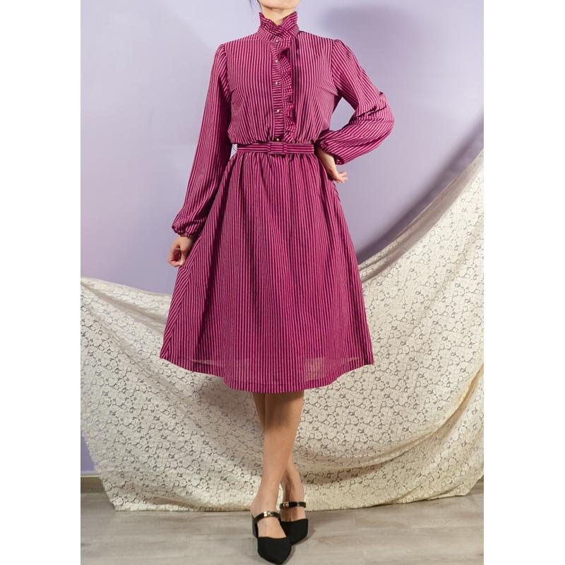 Vintage 1980s American Brand "Jackie O" Two Way Pie-Crust Collar Day Dress with Original Belt(BG050)