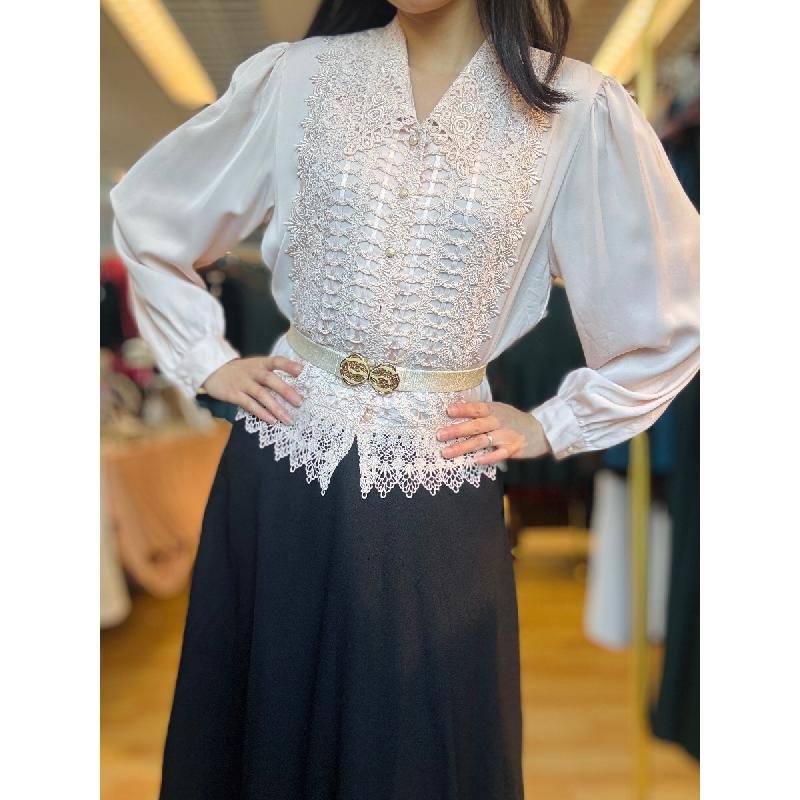 Vintage Pale Pink Lace Blouse Shirt / Outer (PP001-6)