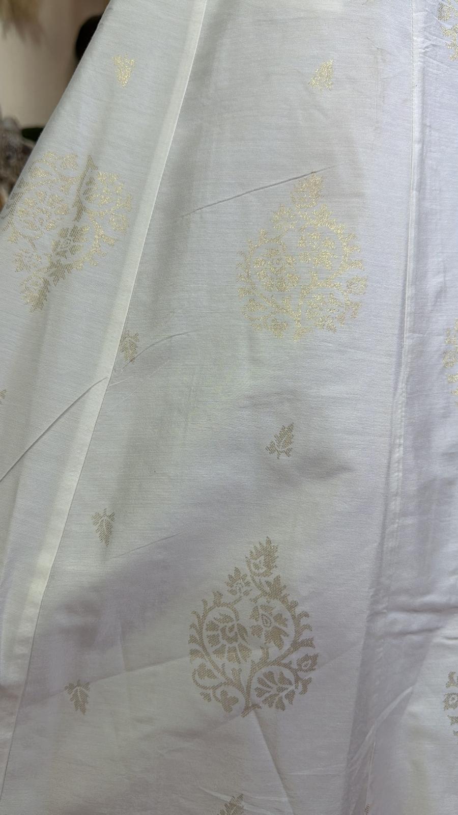 2889 Pearl White Golden Stampling Wide Legs Pants 37"