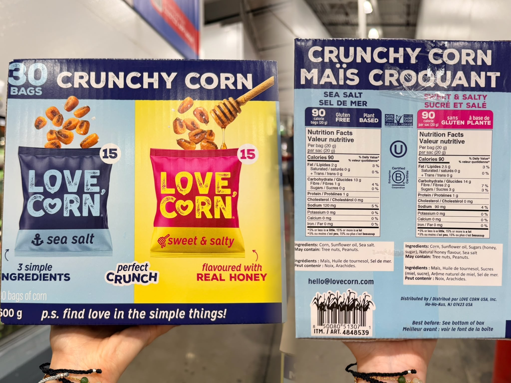 加拿大Costco 直送  LOVE CORN 海鹽味和甜鹹味混合裝 海鹽味x15 ､蜜糖海鹽x15. 30包x20g