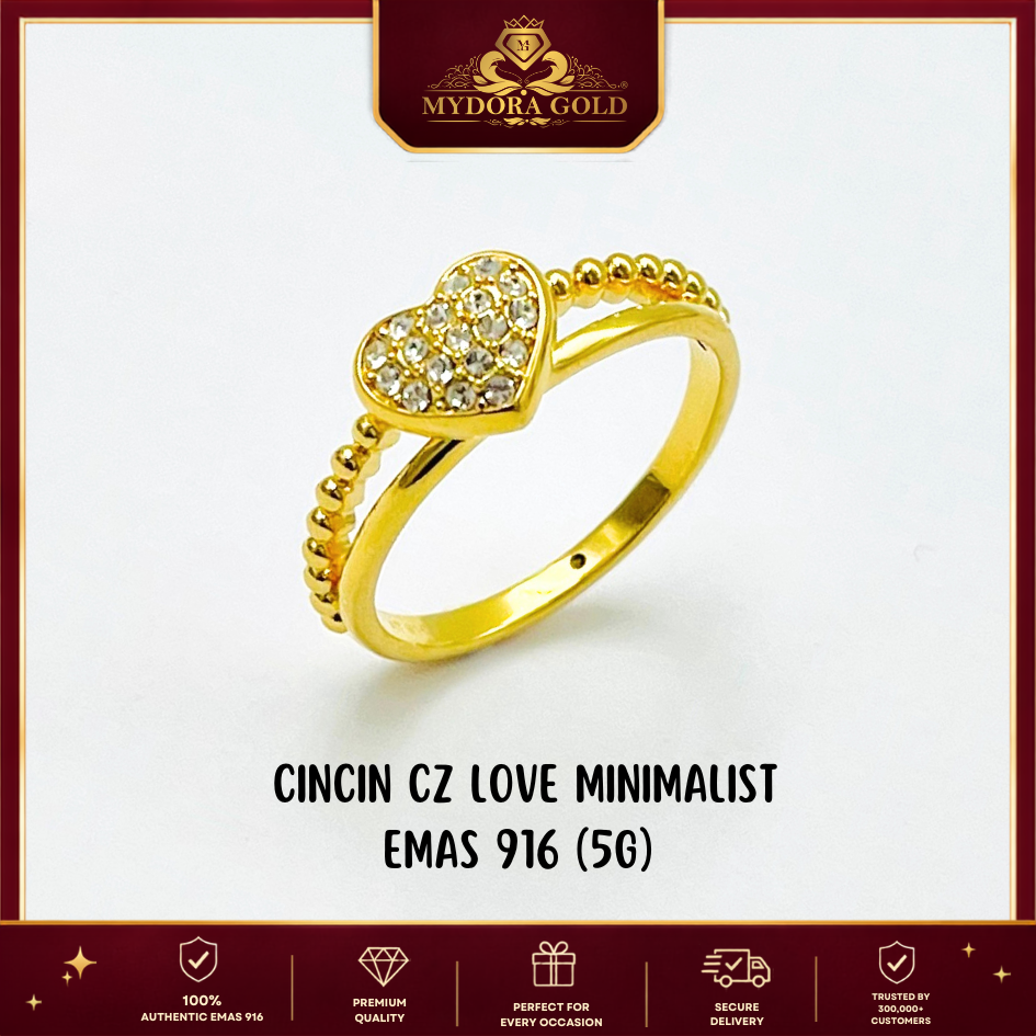 MYDORA Cincin CZ Love Minimalist (5G) l EMAS 916/22K