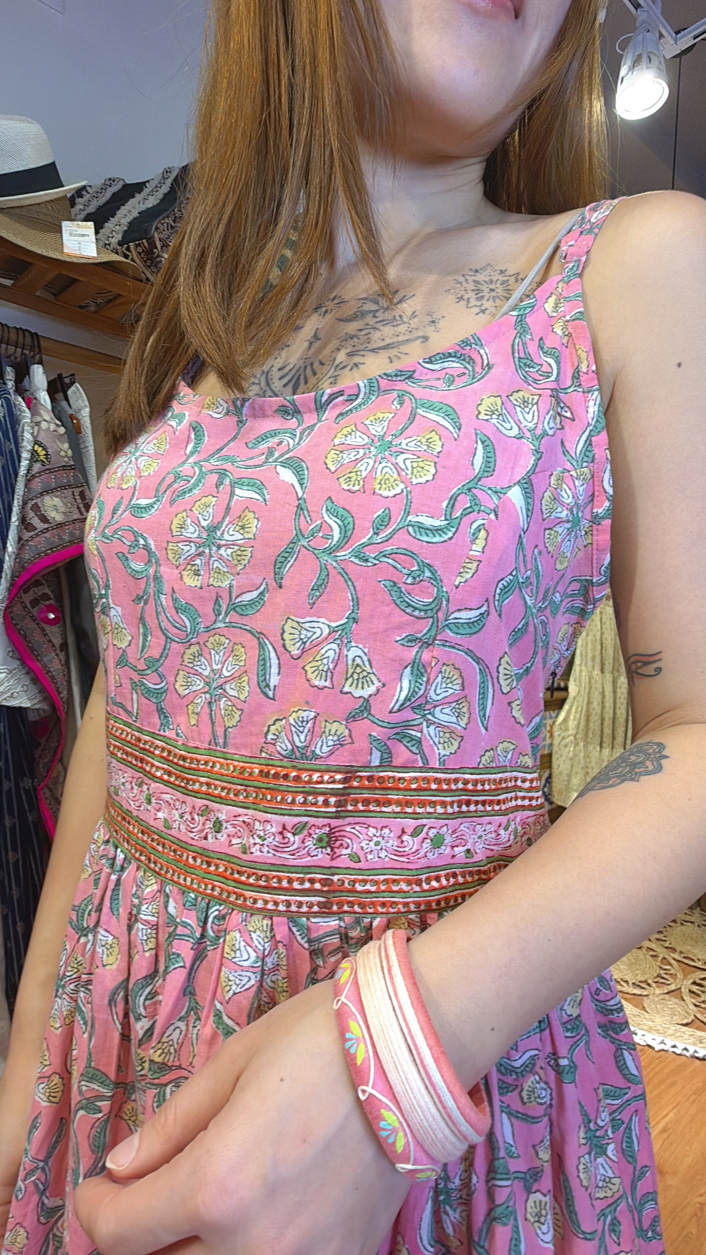 2343 Pink Floral Block Print SL OP 48"