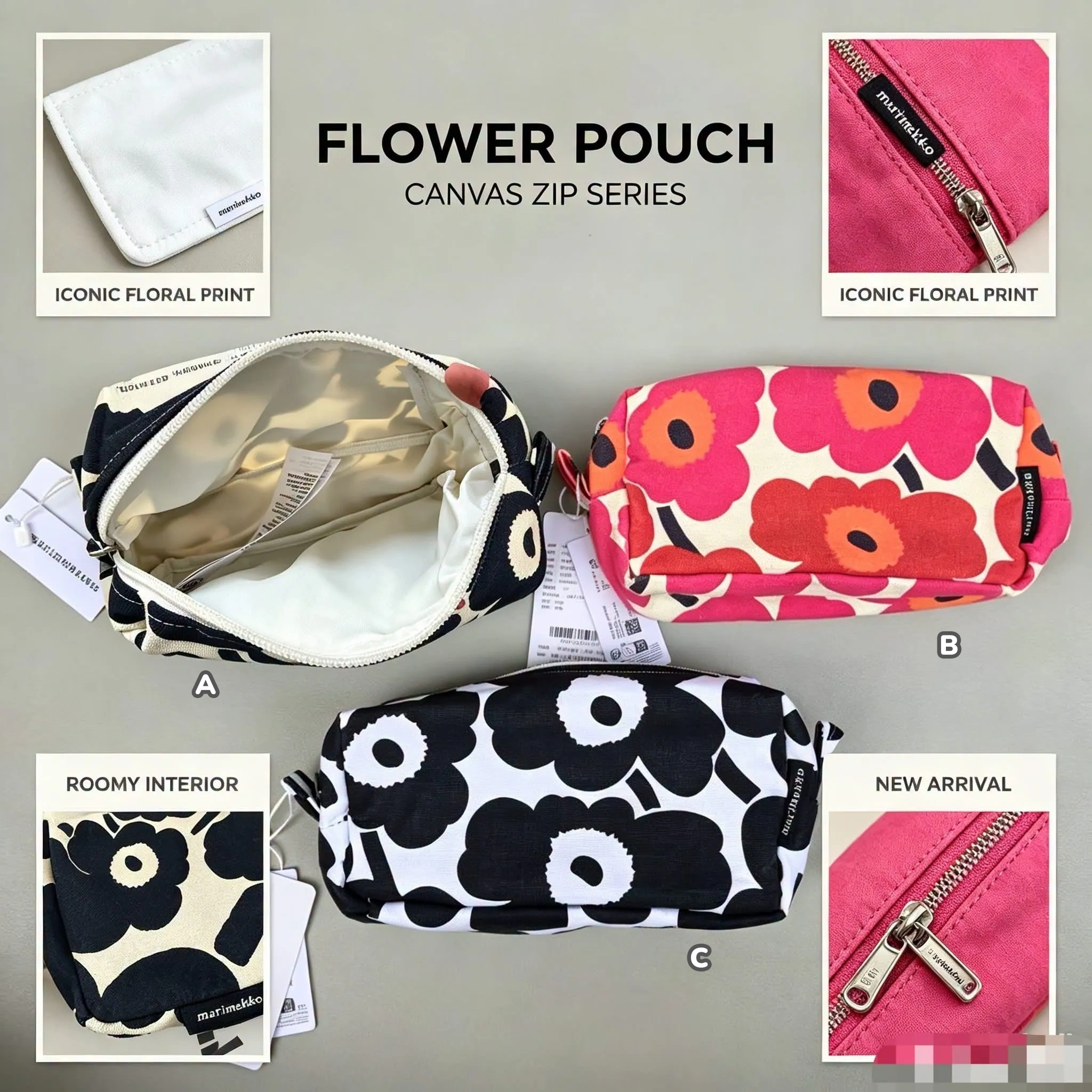 Marimekko Unikko游霓可罌粟花化妝袋