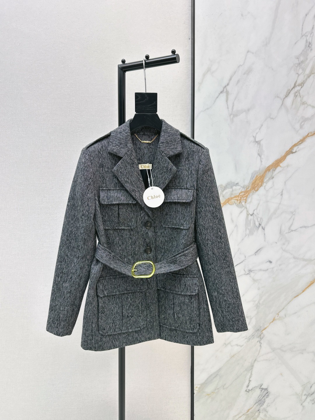 【頂級原單】Chloé Utilitarian Jacket In Chevron Wool 羊毛外套