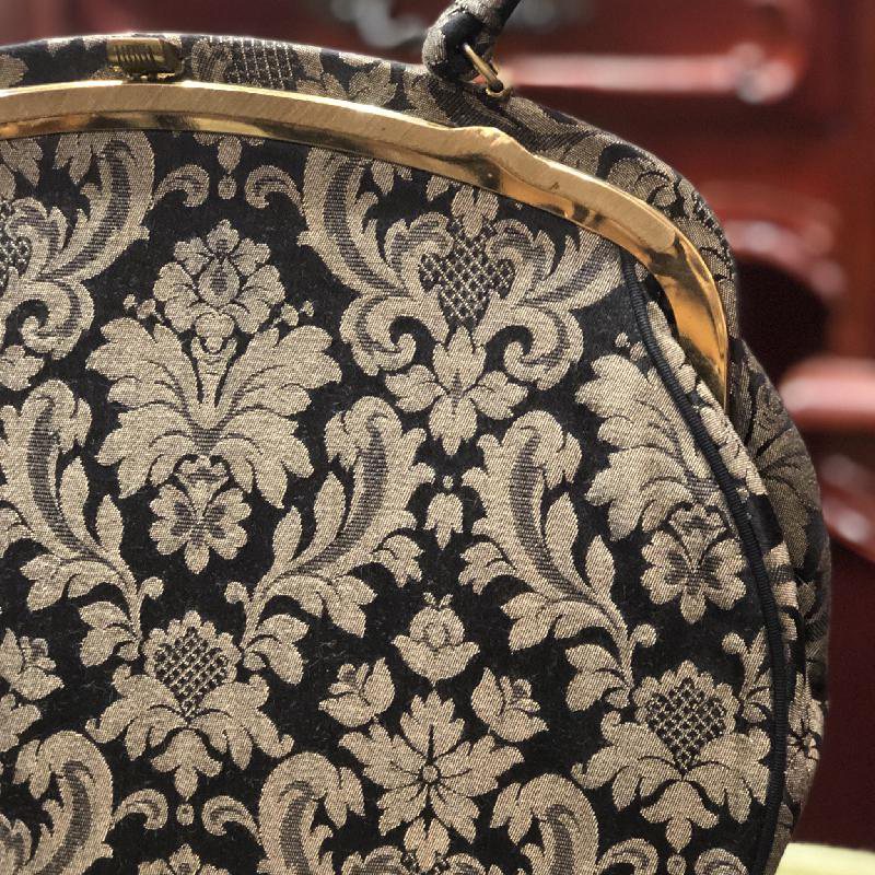 C.a. 1950s American Lewis Classic Pattern Jacquard Handbag(EA1668)