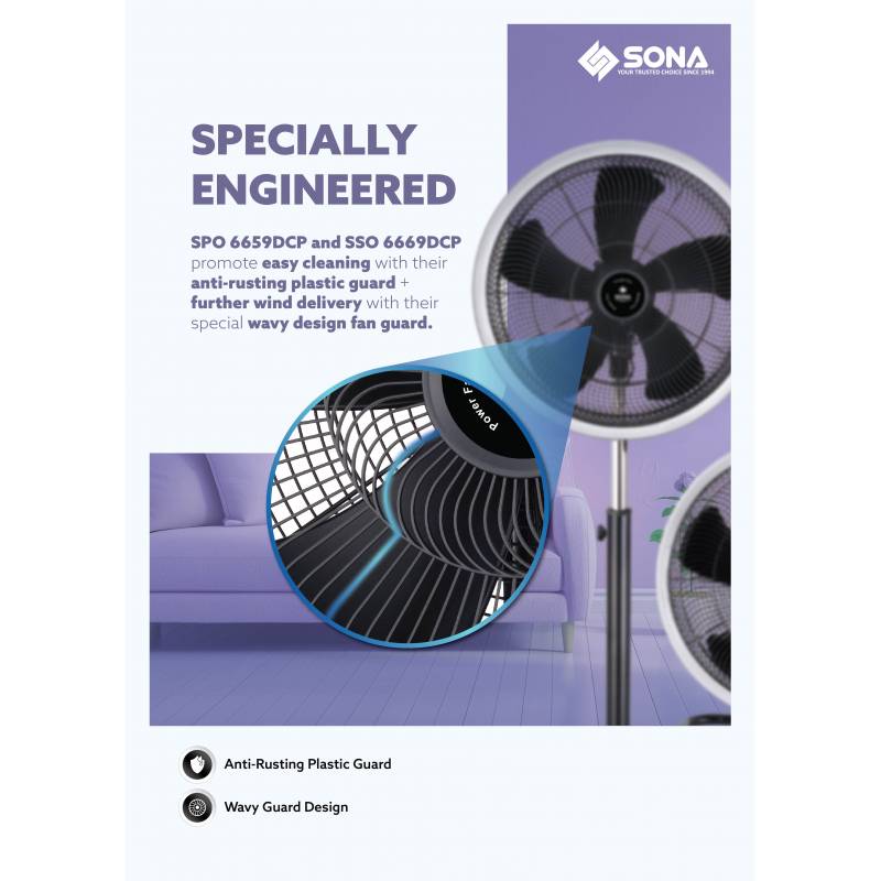 SONA 20” Remote DC Power Stand Fan SSO 6669DCP