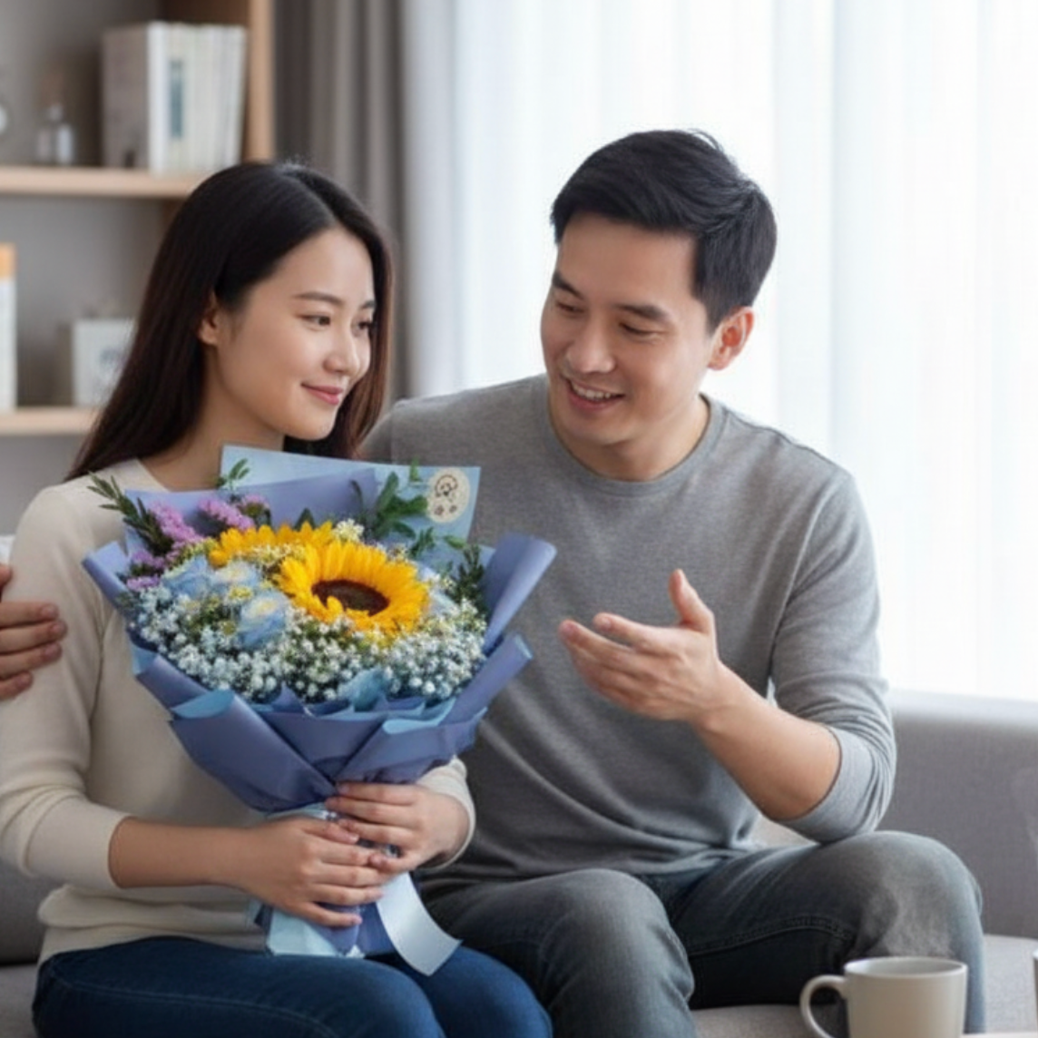  👉🏻鮮👈🏻2支向日葵紫花束丨畢業花束丨榮休花束丨生日花束丨洗禮花束丨藍系花束丨大學畢業花束丨情人節花束