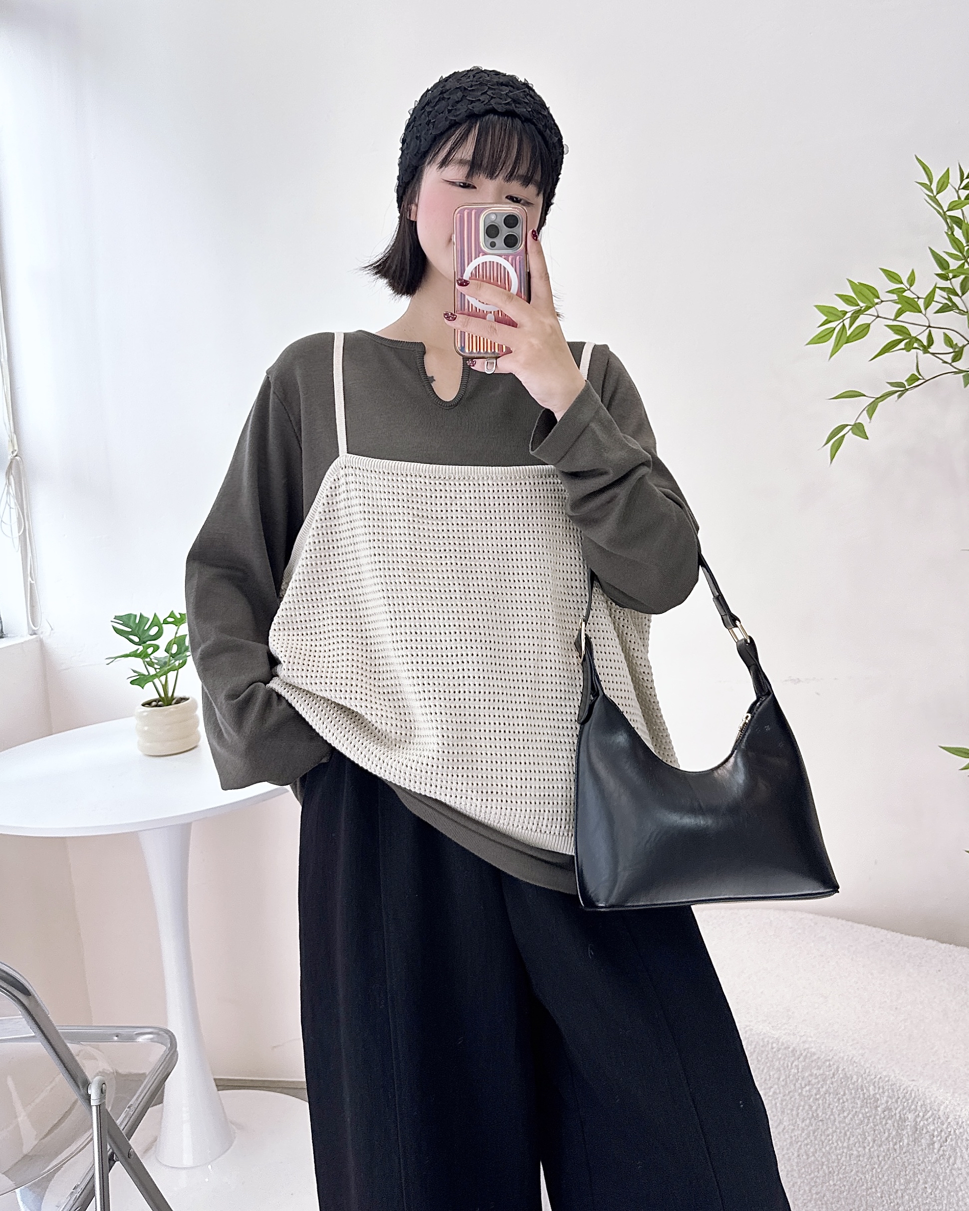 一套兩件垂感線棉上衣 2色