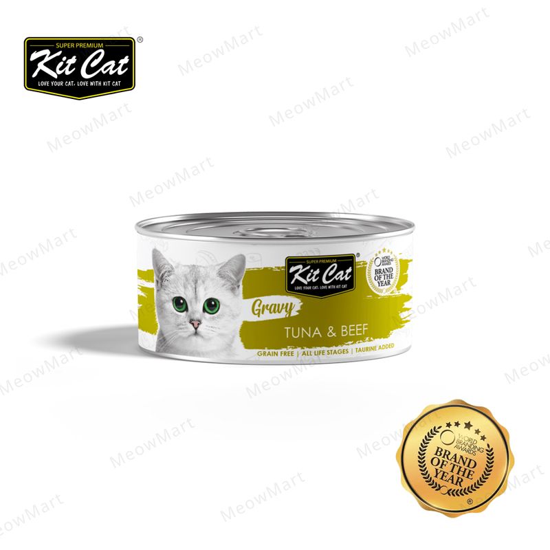 Kit Cat 超級優質貓罐頭 - 鮪魚牛肉肉汁配方 (無穀物，全生命階段適用)