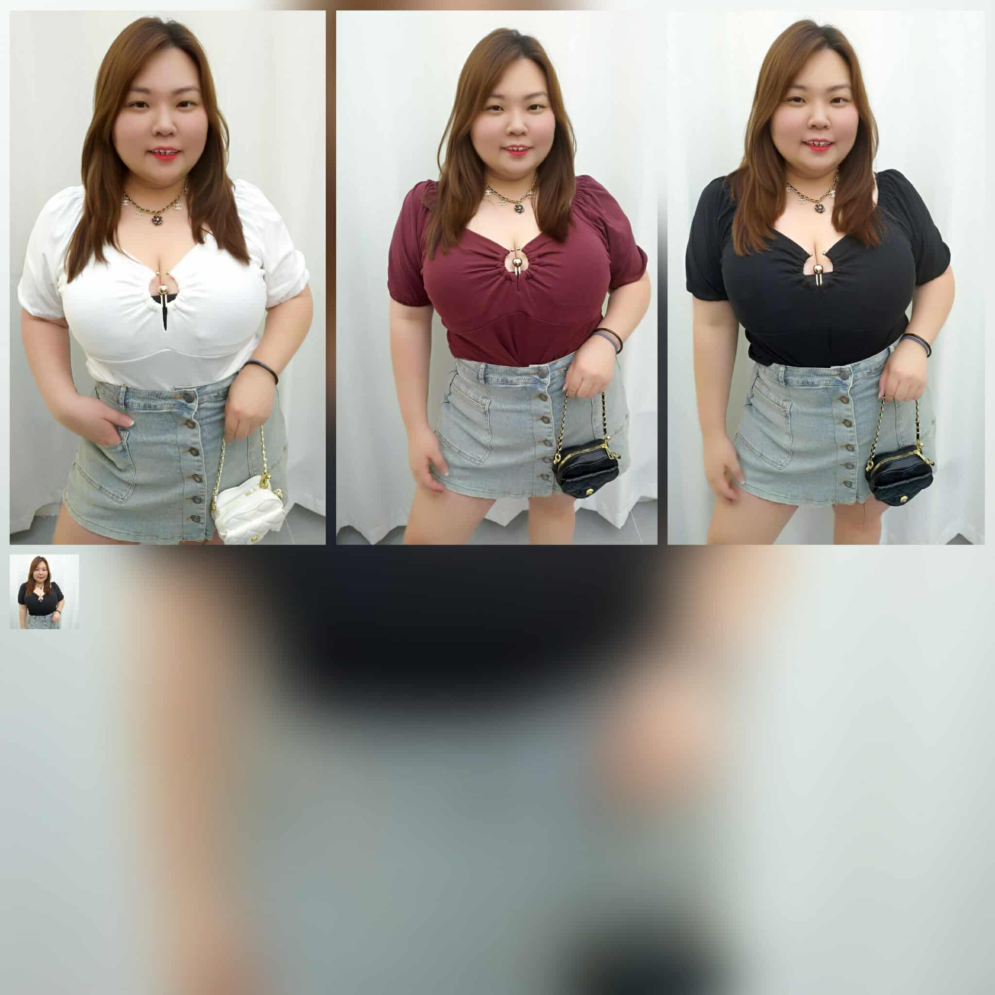 TW#8727 拼金属小性感附垫设计上衣