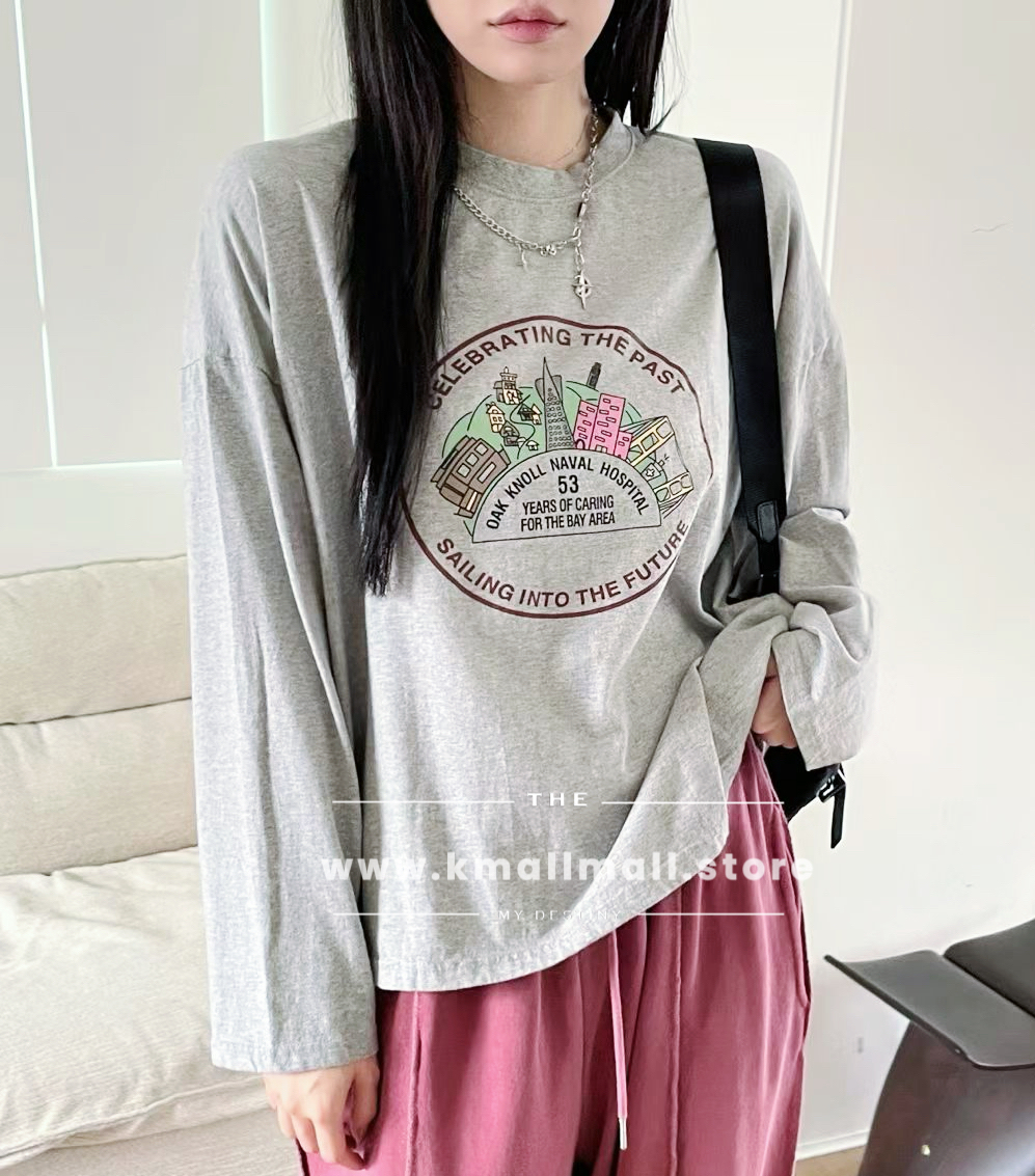 🍂初秋預訂✅ 慵懶感撞色print長Tee