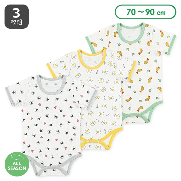 🇯🇵預訂 日本直送🇯🇵飯團炸蝦滿印短袖包屁衣三件套