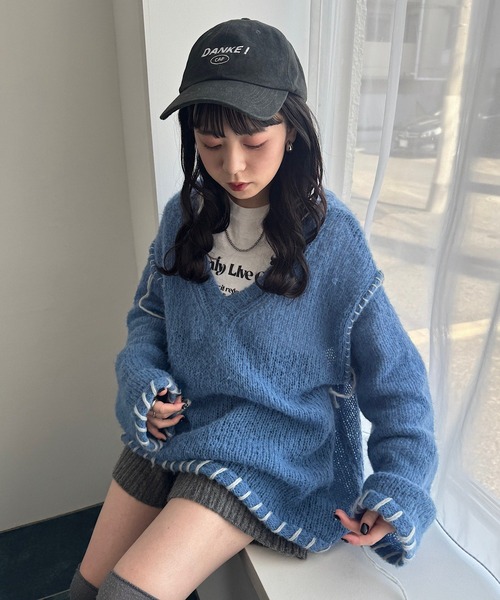 v領盲針編織冷衫