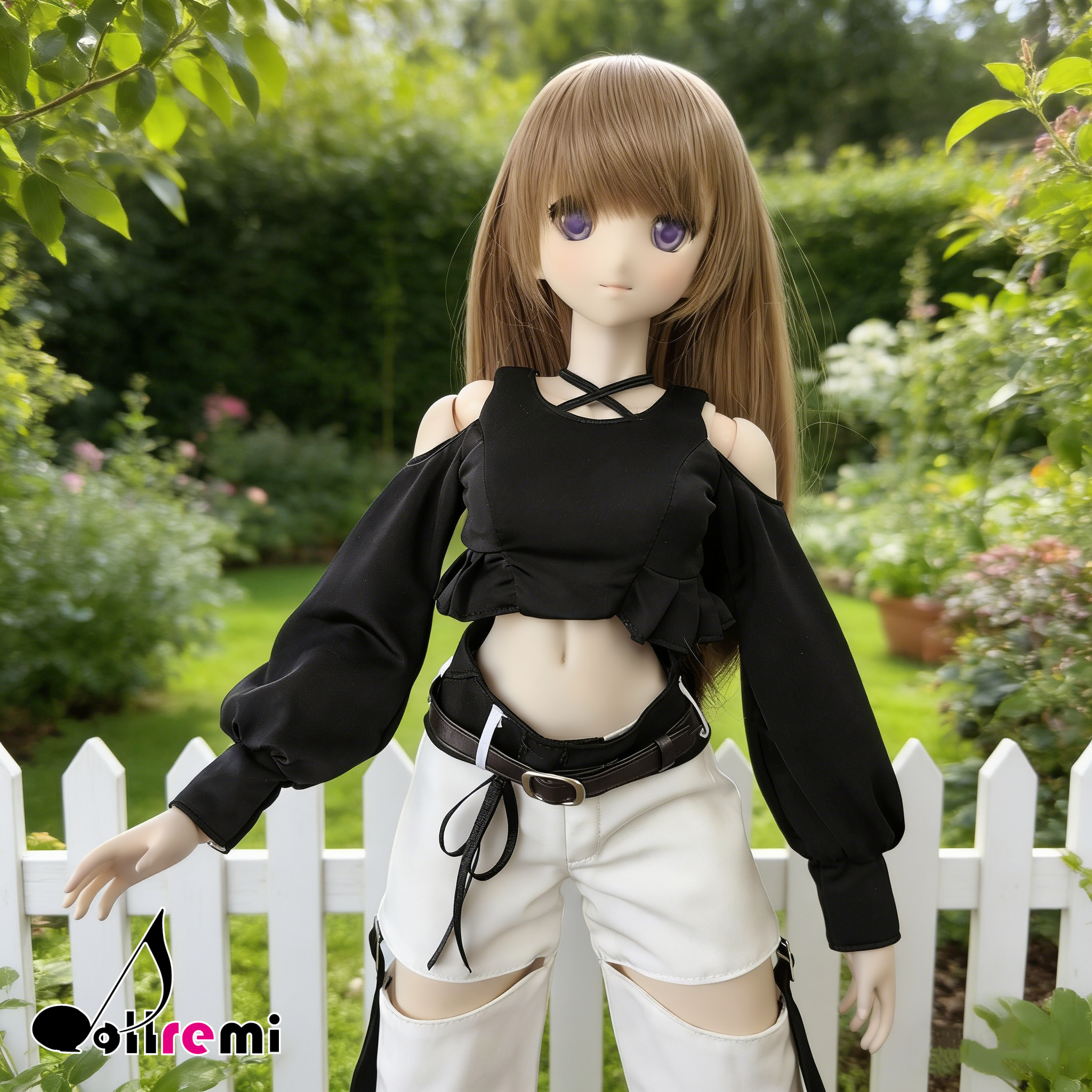 【dollremi】(DD0917B) 露肩長袖短款上衣 Off-shoulder long sleeve crop top