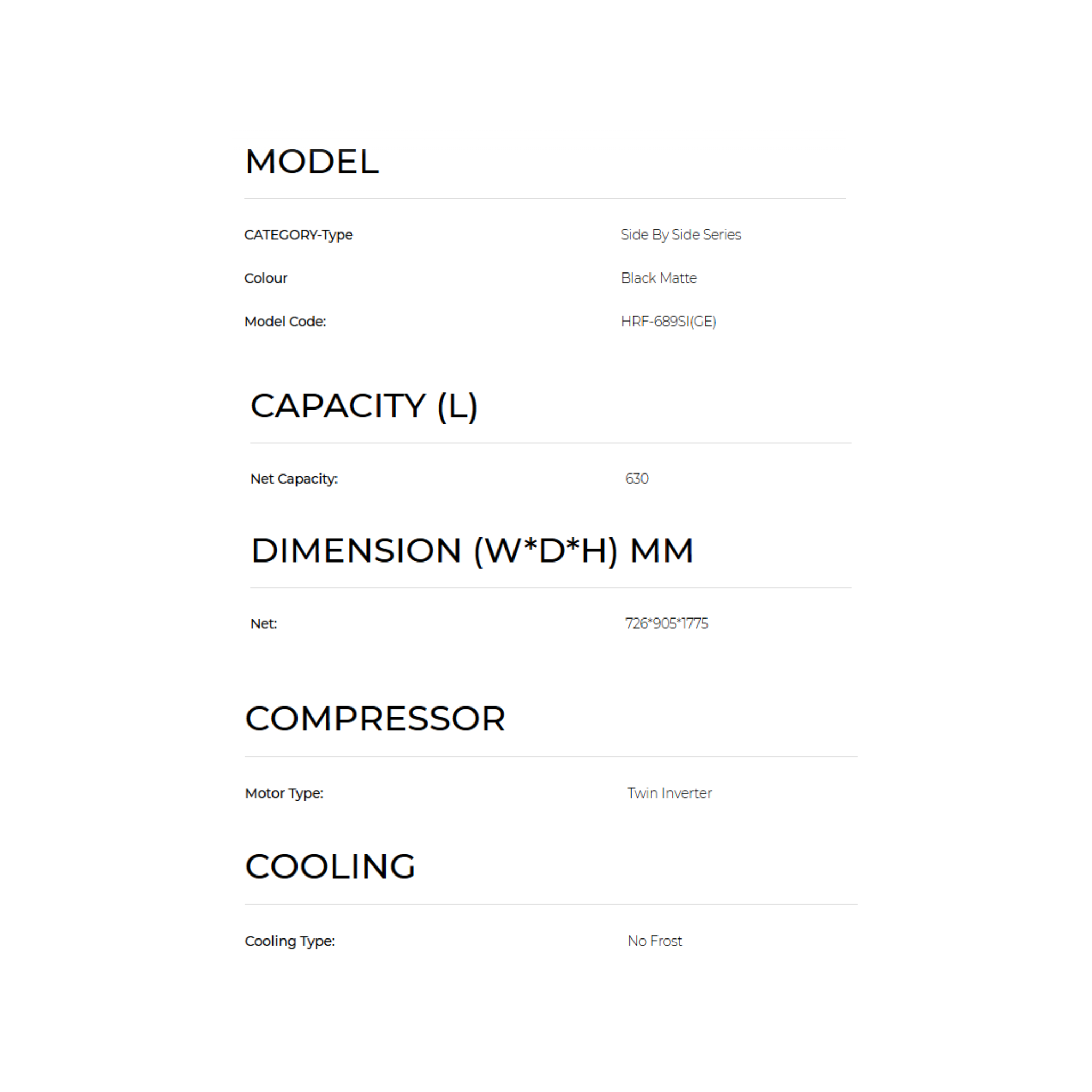 Haier 689L Side by Side Inverter Refrigerator (HRF-689SI)