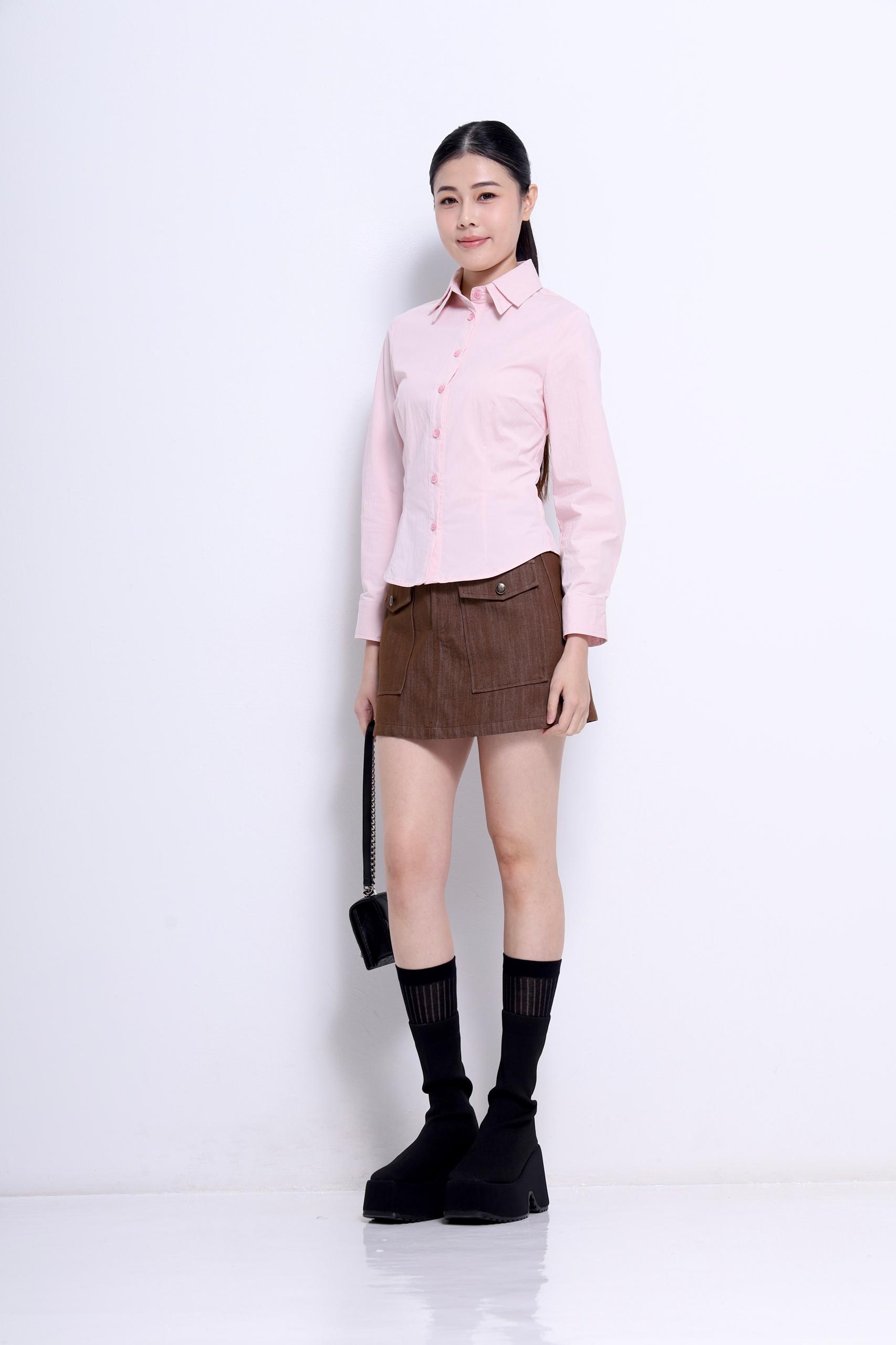 CB2708 DOUBLE LAPEL COLLAR SHIRT BLOUSE
