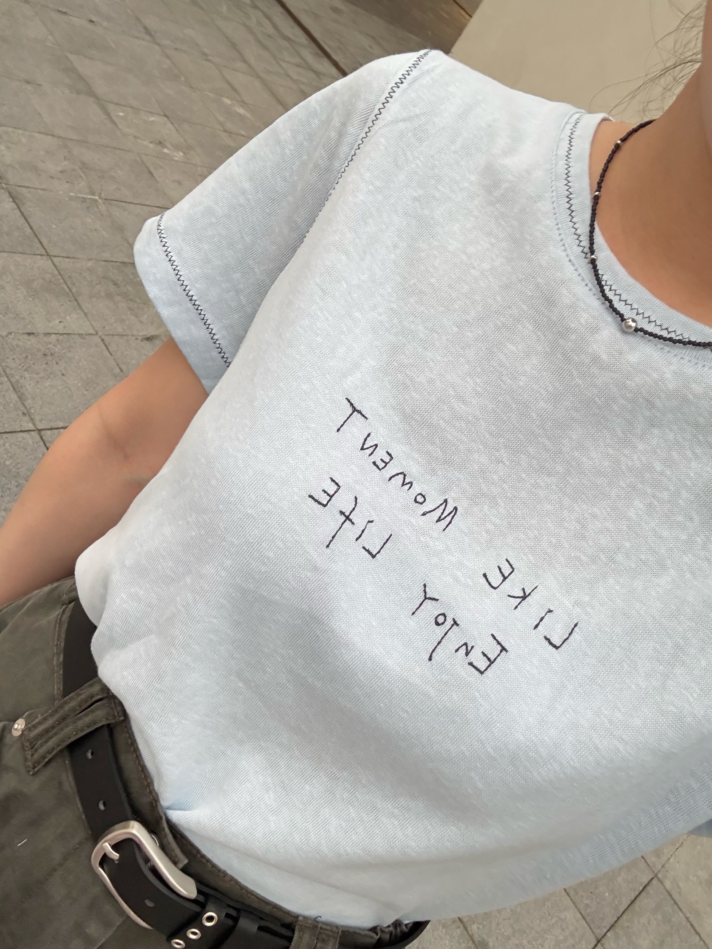 P70 刺繡字竹節棉Tee