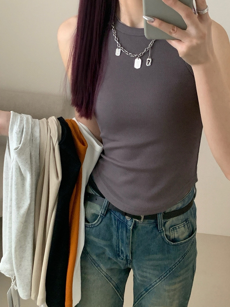 Plain Casual Tank Top 韩版休闲螺纹弹力背心（6 colours)