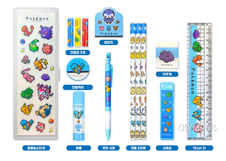 【預購】韓國直送 Pokemon pixel art 像素風文具套裝 (大盒款)