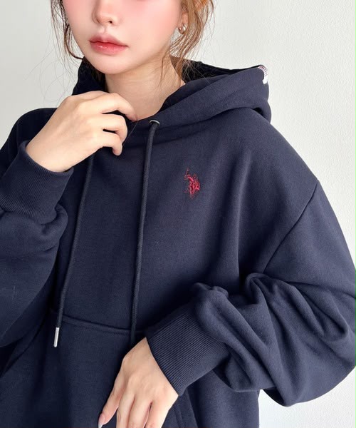 日本直送【U.S.POLO ASSN.】 單點刺繡短款連帽衫