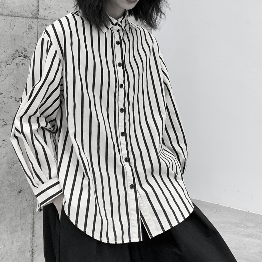 Loose-striped-long-sleeve-shirt | waregoods