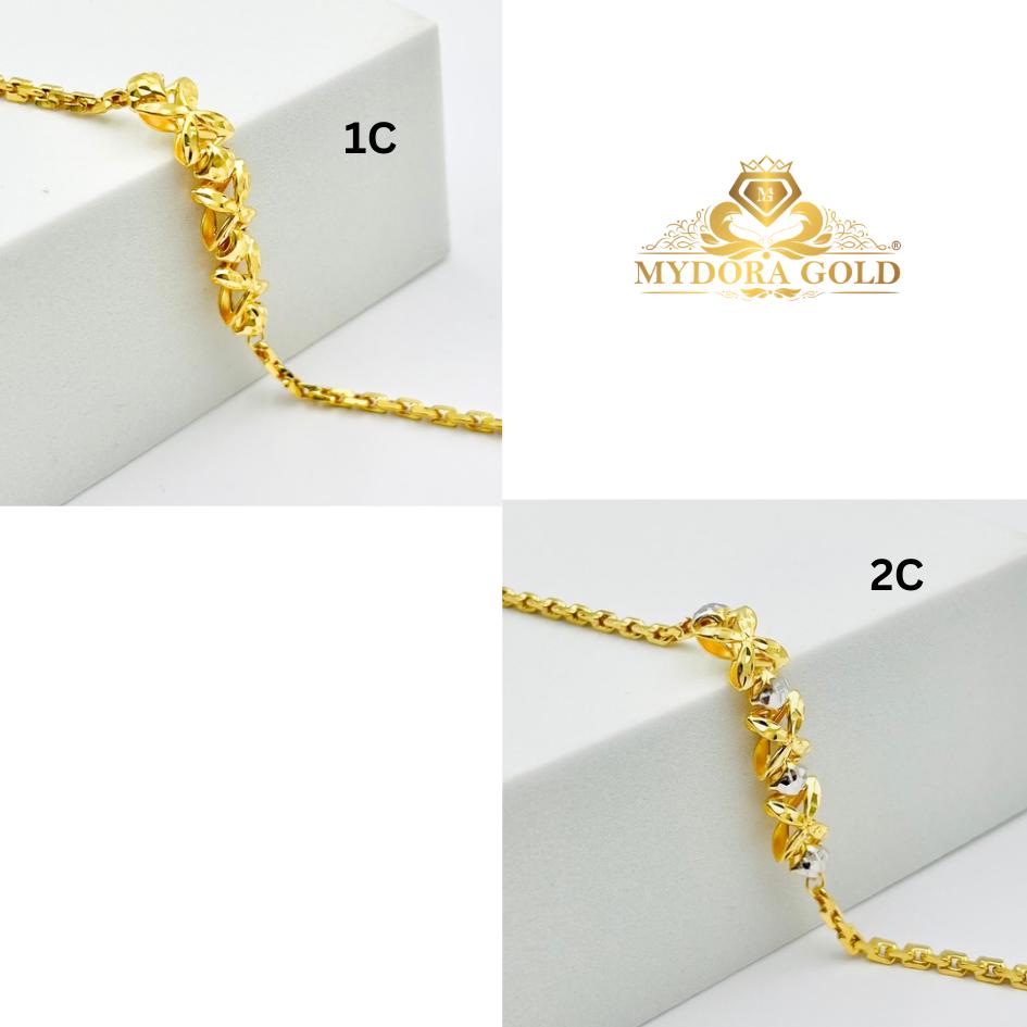 MYDORA Rantai Tangan Sauh Fesyen Bunga Marissa l EMAS 916/22K