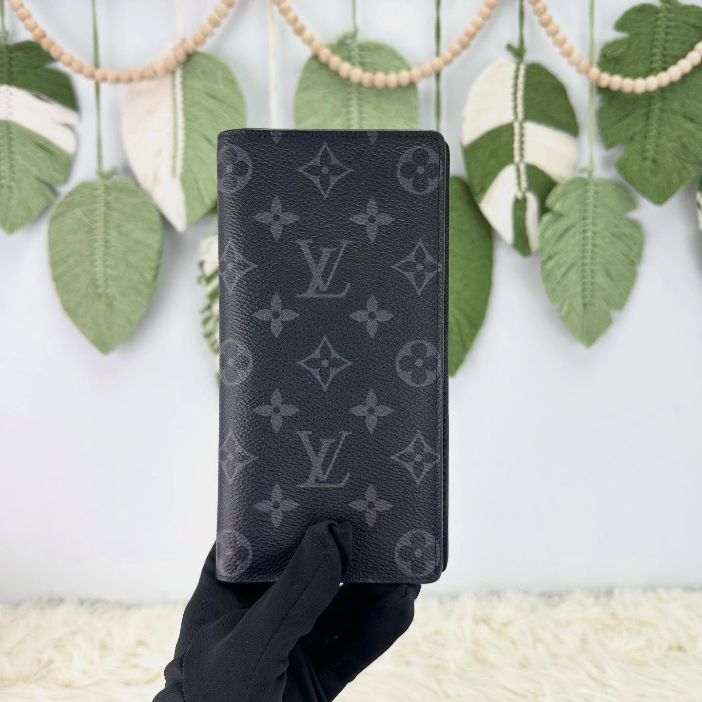 🤍PRE OWNED Brazza 黑色老花長銀包 晶片款 全套有盒🖤