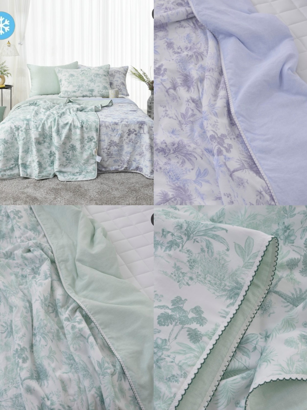 🇰🇷韓國廣藏市場 天絲涼感被（單人150×200cm）｜綠色/紫色｜60%涼感紗＋40%天絲🍃💜❄️