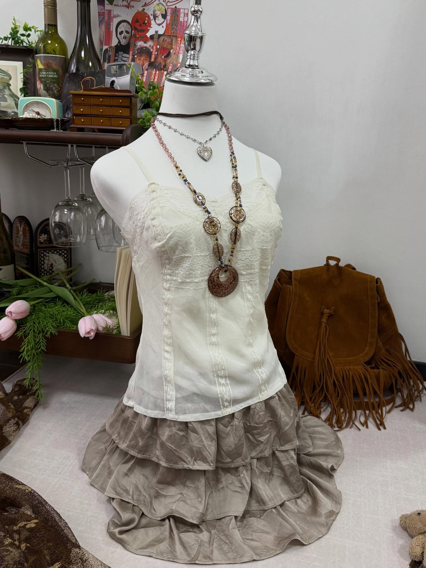 Tiered Ruffled Satin Mini Skirt