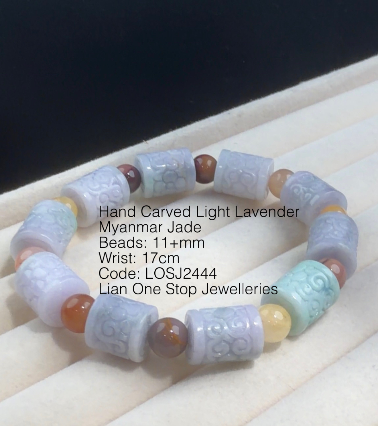 Code: LOSJ2444 Hand Carved Light Lavender Myanmar Jade 