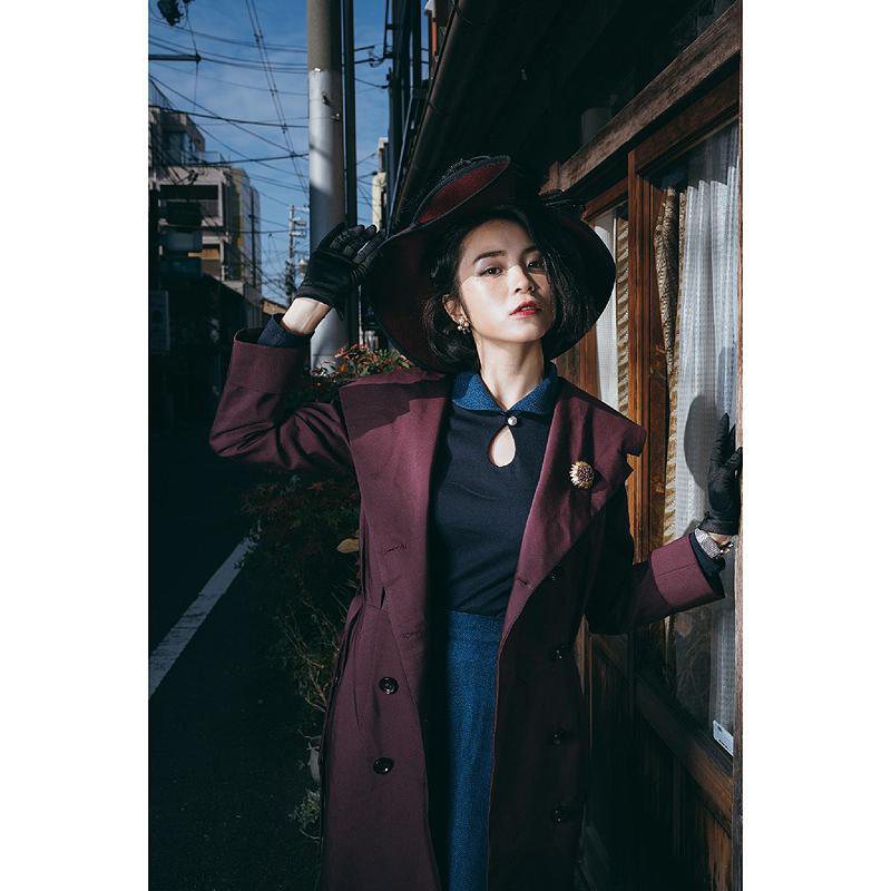 SOLD OUT - 1960s MAD Man Secretary Double-Breasted Dress Coat - Purple (FM084)