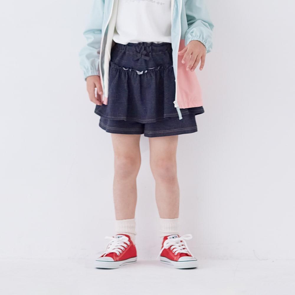 🆕【⭐訂購⭐】 🇯🇵日本直送🌀#GITA 牛仔風 彈性針織褶皺 荷葉邊裙褲［3款選］🌀 [ELAA-0246]