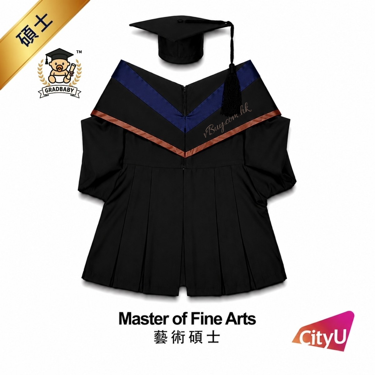 城大CityU公仔畢業袍-藝術碩士 可綉名/校名/年份/校章 公仔畢業袍 gradbaby 