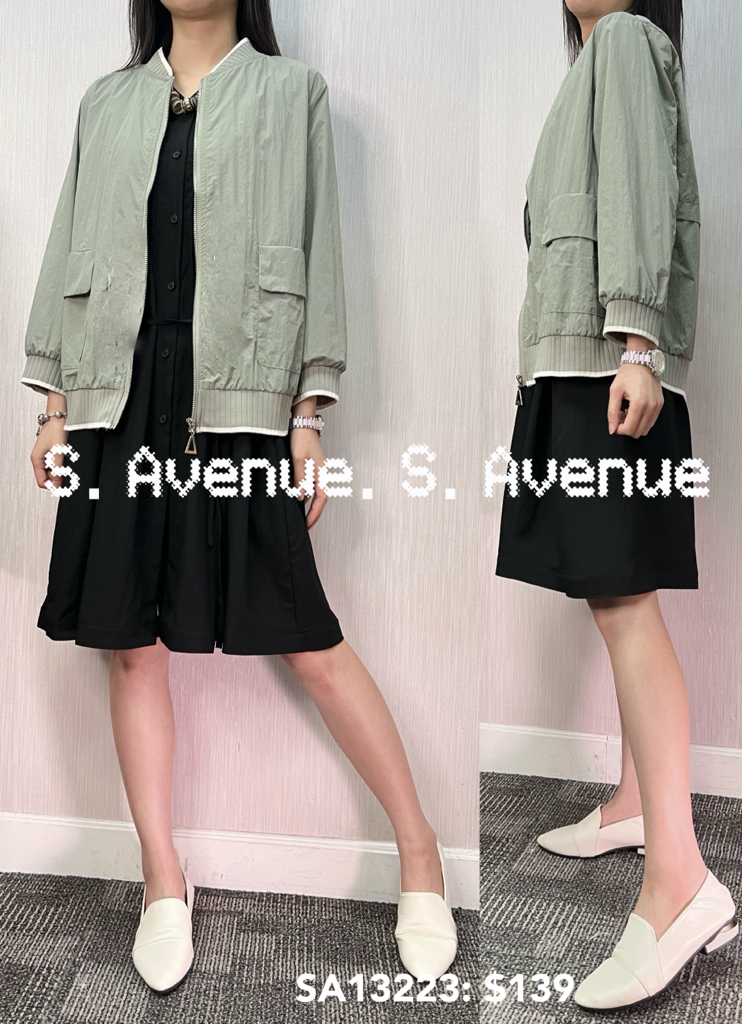 SA13223: 中袖撞色邊拉錬外套