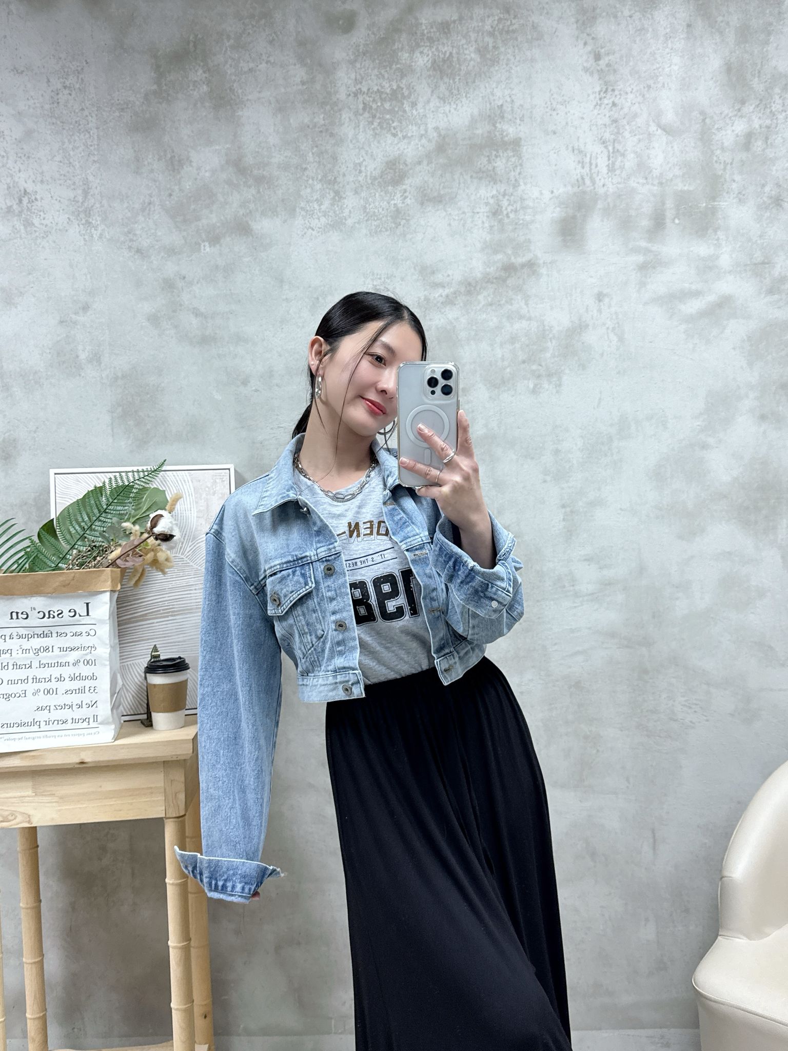 B01 後扣漸變色洗水牛仔外套