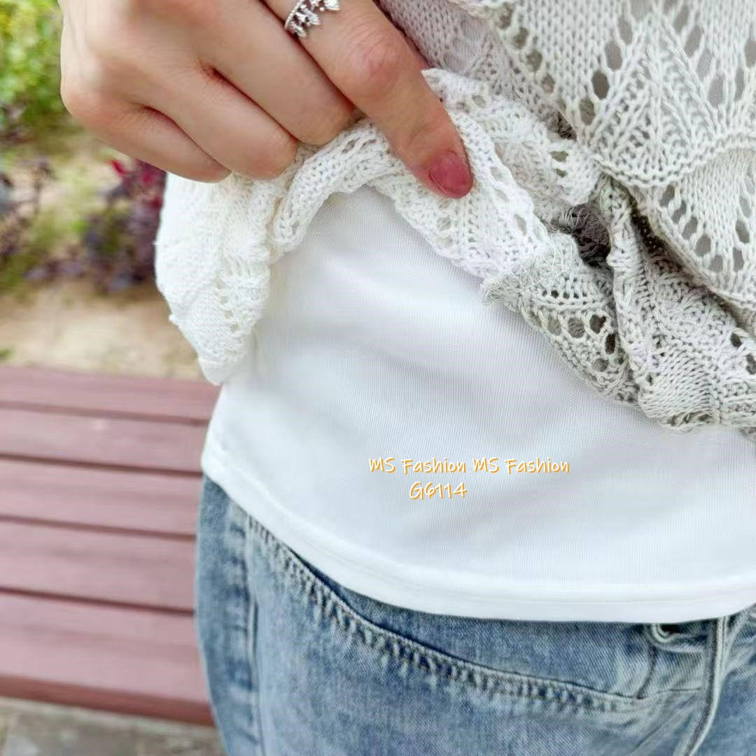 G6114 韓國🇰🇷拼色針織top set