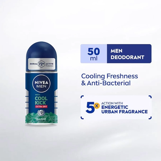 NIVEA FOR MEN Deodorant Roll On 50ml Cool Kick Green