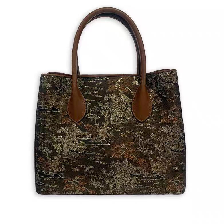 織金提花∞漢宮秋月圖紋牛皮手袋