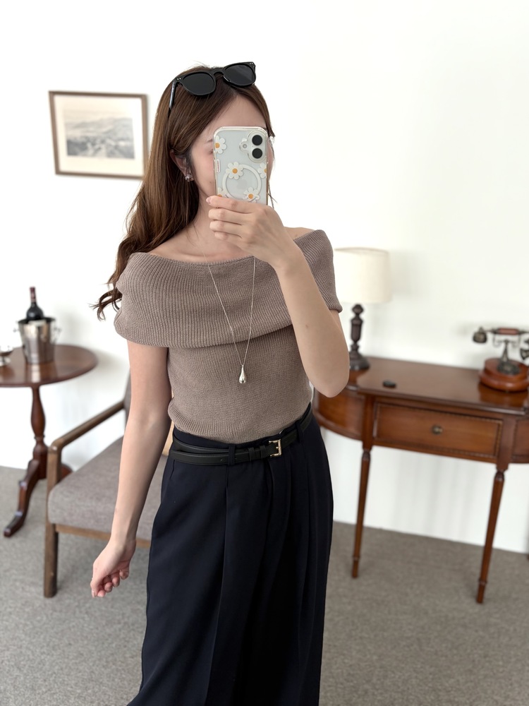 Linen Off Shoulder Top (Mocha)