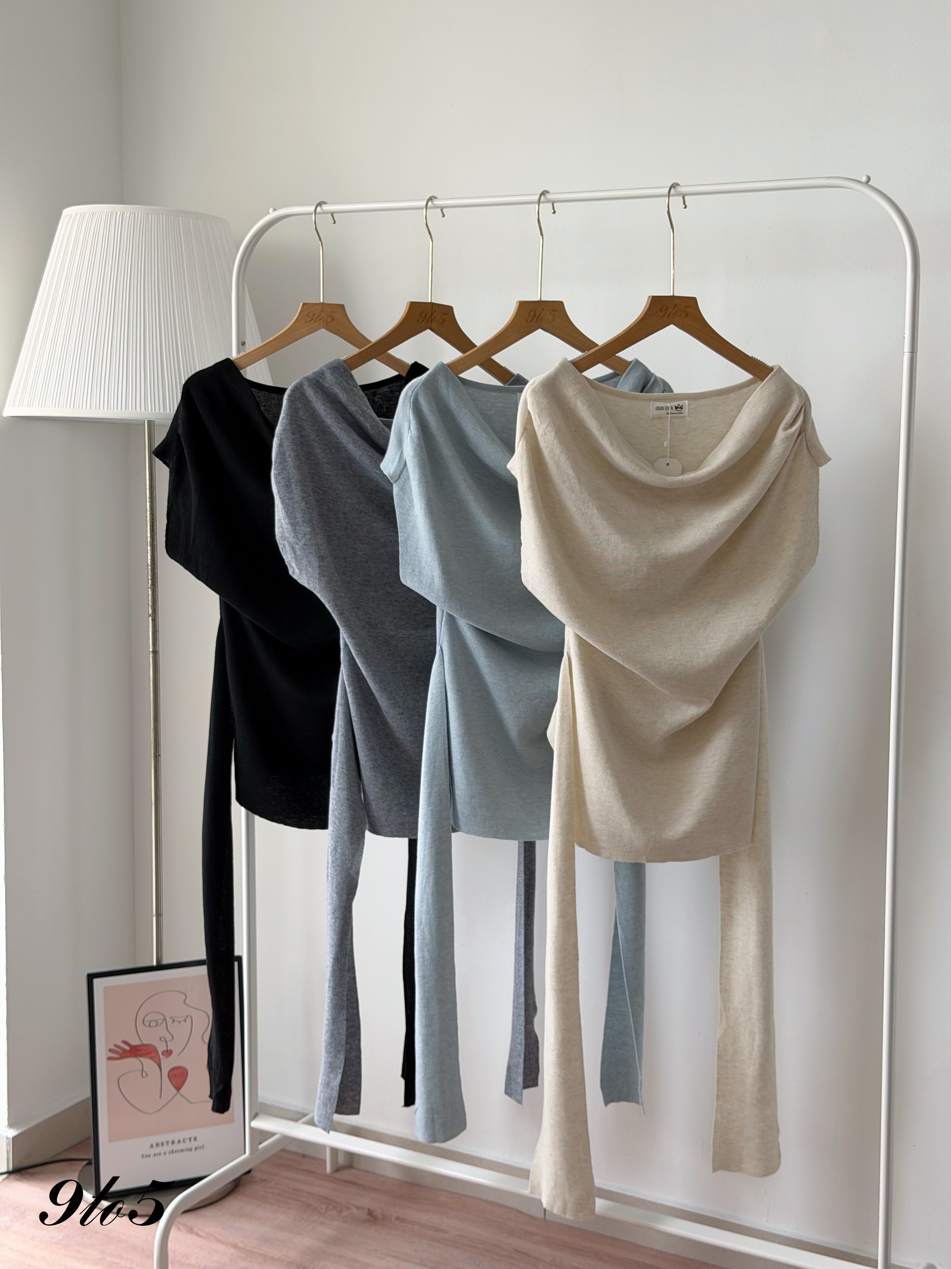 T4525 Boat Neck Tie-waist Knit Top - 4 Colors 