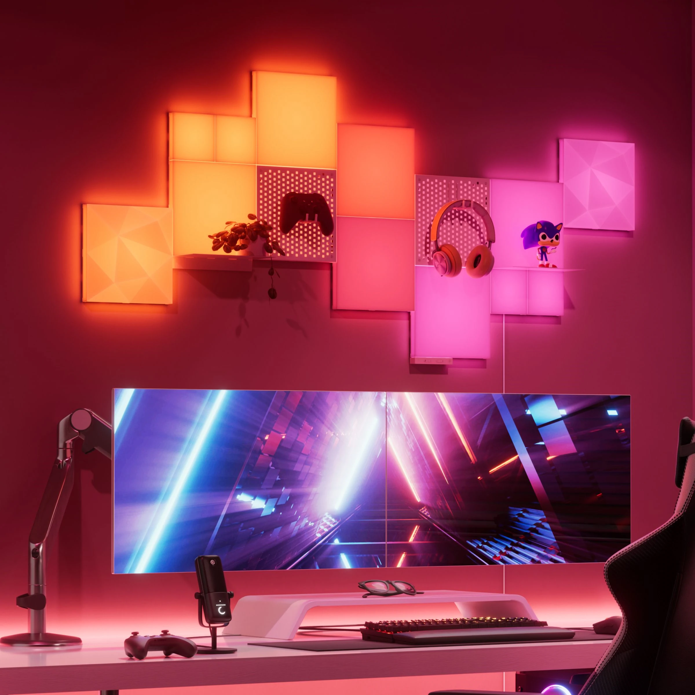 [原裝香港行貨丨2年保養] Nanoleaf Blocks | 組合裝 | SMK | 白色 | 5 件裝 | 英國  （3個大方塊積木，1個洞洞板，1個擱板）Nanoleaf Blocks | Combo | SMK | White | 5 Pack | UK (3 x Big Squares, 1 x Pegboard, 1 x Shelf)