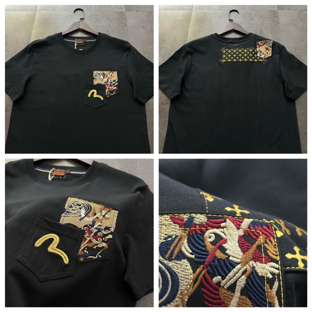 預訂 EVISU 福神2026 海鷗刺繡口袋織錦字母短袖Tee