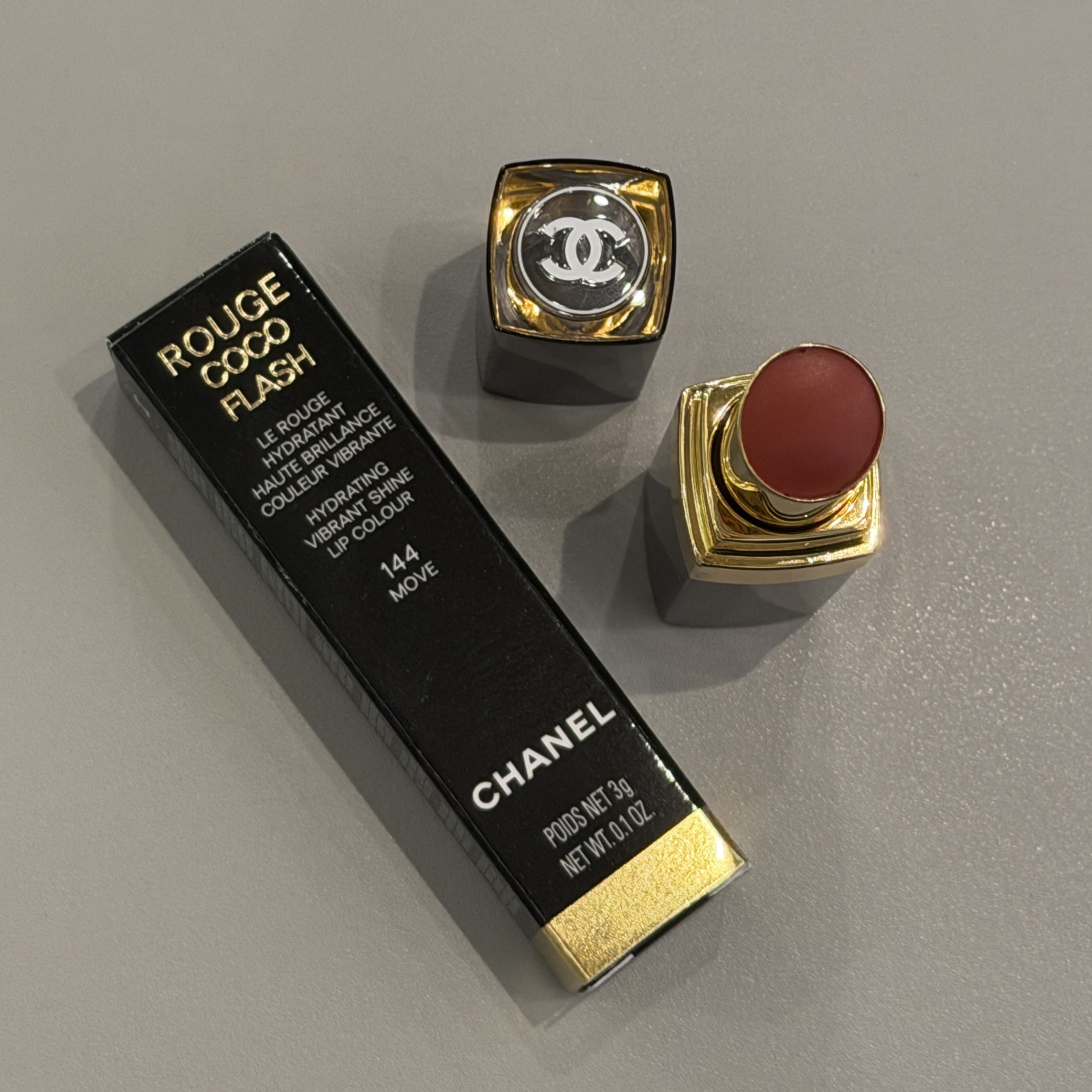 CHANEL ROUGE COCO FLASH 透亮光感唇膏 #144 MOVE 清透蜜柚紅茶 3g