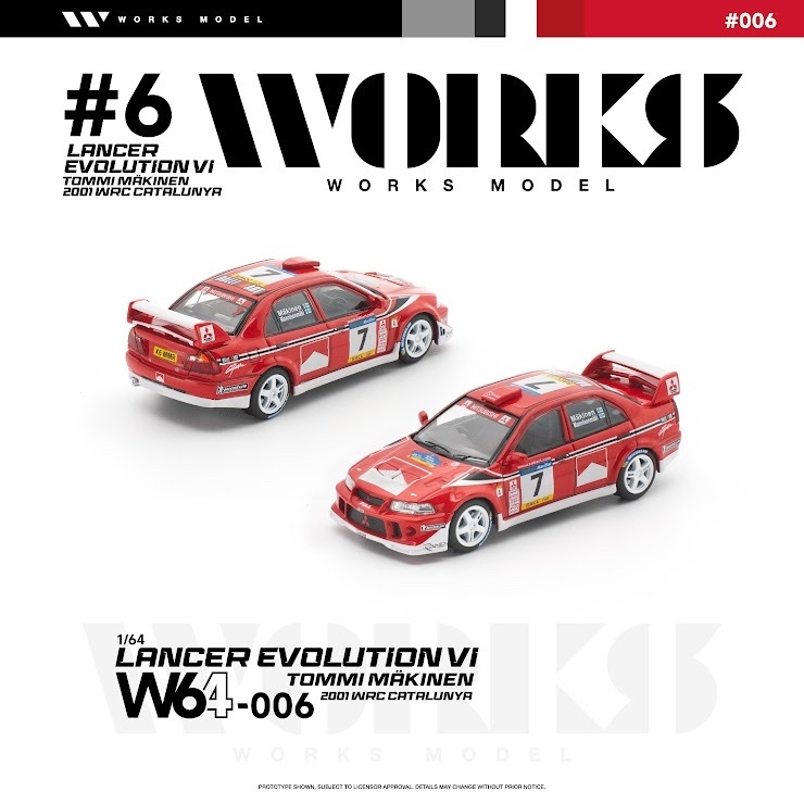 (預訂 Pre Order) Works Model ( W640006 ) MITSUBISHI LANCER EVOLUTION VI TOMMI MAKINEN 2001 WRC CATALUNYA