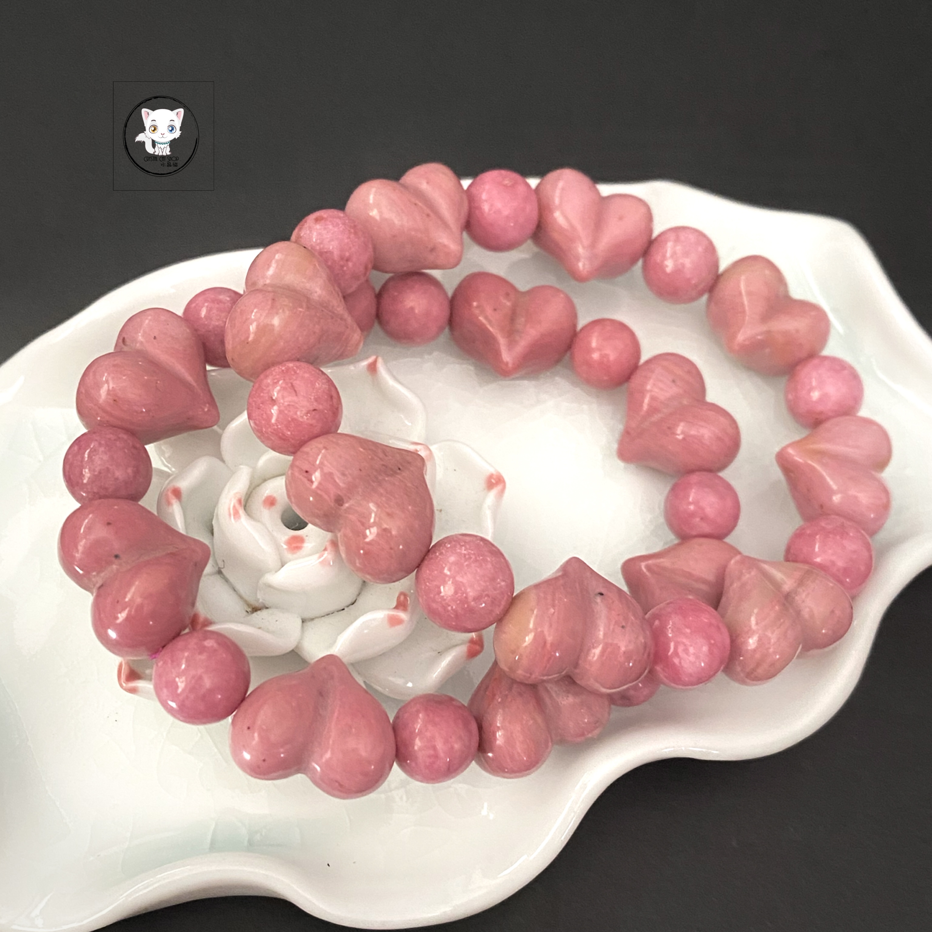 薔薇輝石愛心手鏈 13.5mm