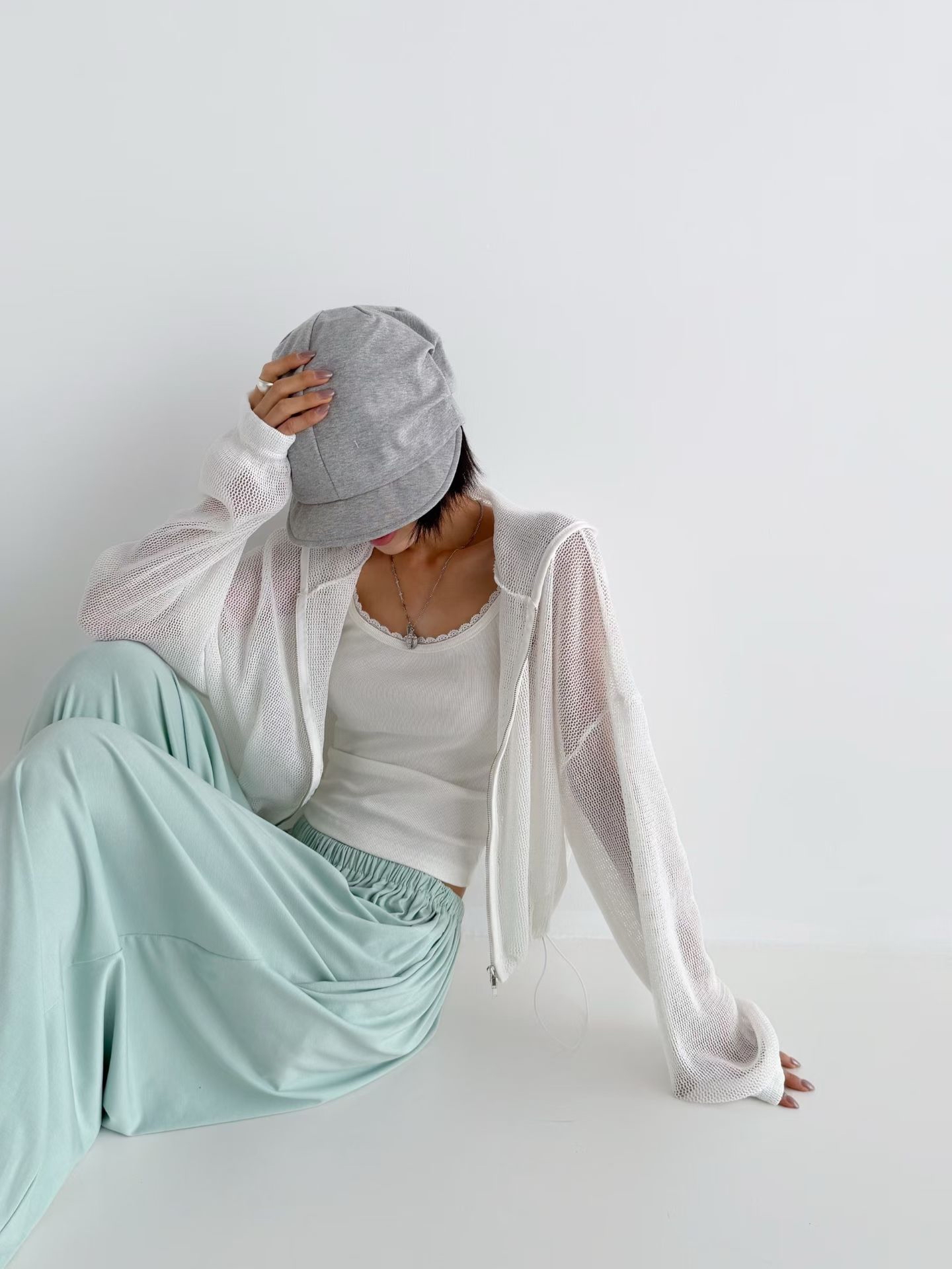 🇰🇷韓國女裝 | Mesh Hoodie zip up outer