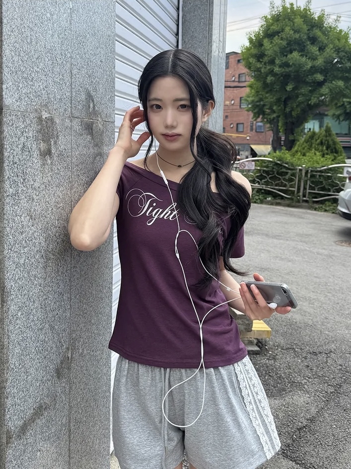 Script Wide Neck Graphic Tee